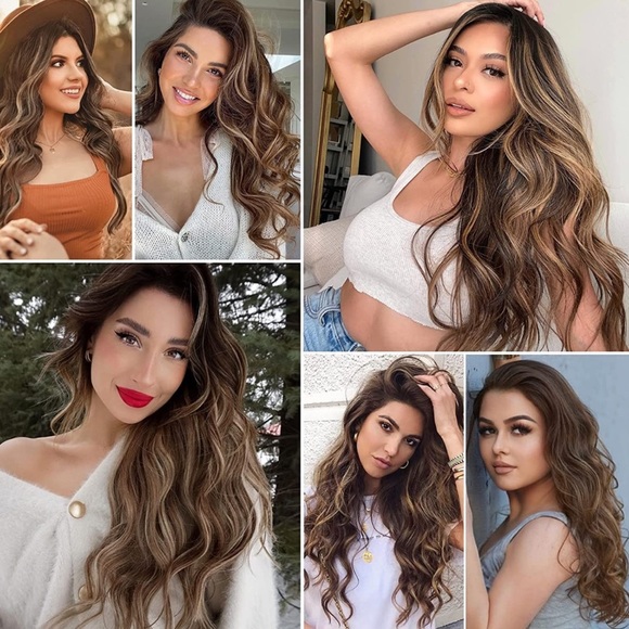 🦄 18” BROWN OMBRESIDE PART BODY WAVY LACE FRONT WIGARRIVES NEW💖